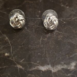 Elegant Silver Knot Stud Earrings